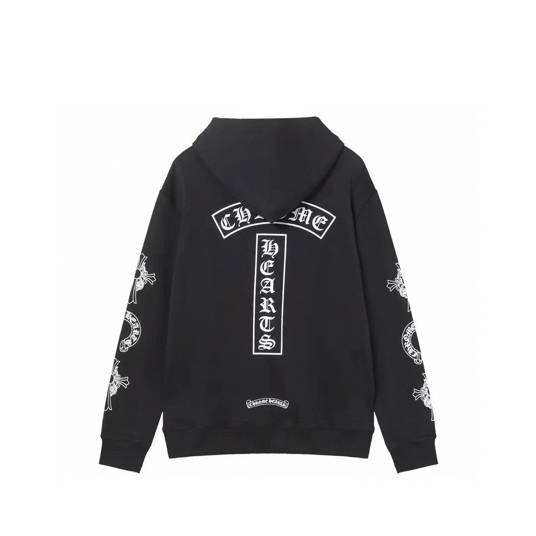 Chrome-Hearts Hoodie - Black Street Style Embroidered Sweatshirt 851