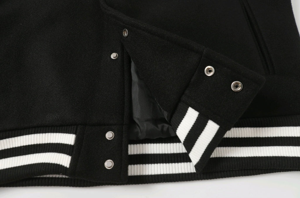 Chrome-Hearts Black White Street Style Baseball Coat 0002