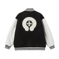 Chrome-Hearts Varsity Jacket - Black White Gothic Baseball Coat 2206