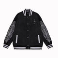 Chrome-Hearts Embroidered Sleeve Varsity Jacket - Black Streetwear Coat 5577