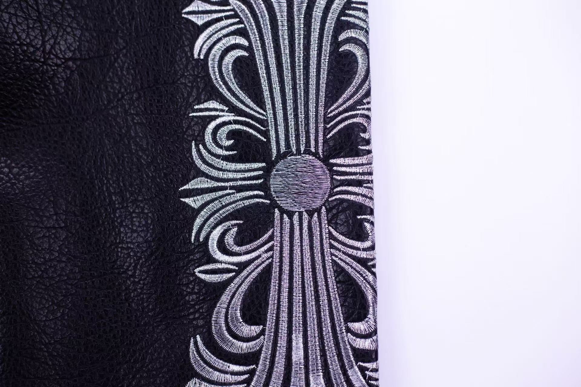 Chrome-Hearts Embroidered Sleeve Varsity Jacket - Black Streetwear Coat 5577