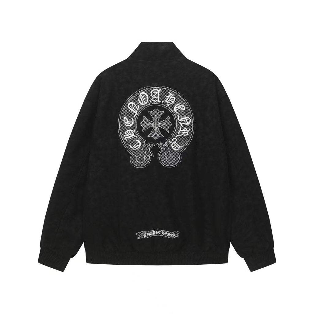 Chrome-Hearts Horseshoe Cross Jacket - Black Street Embroidered Coat 8800