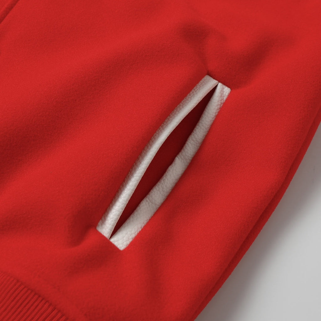 Chrome-Hearts Red Cross Varsity Jacket - White Sleeve Gothic Street Baseball Coat D68