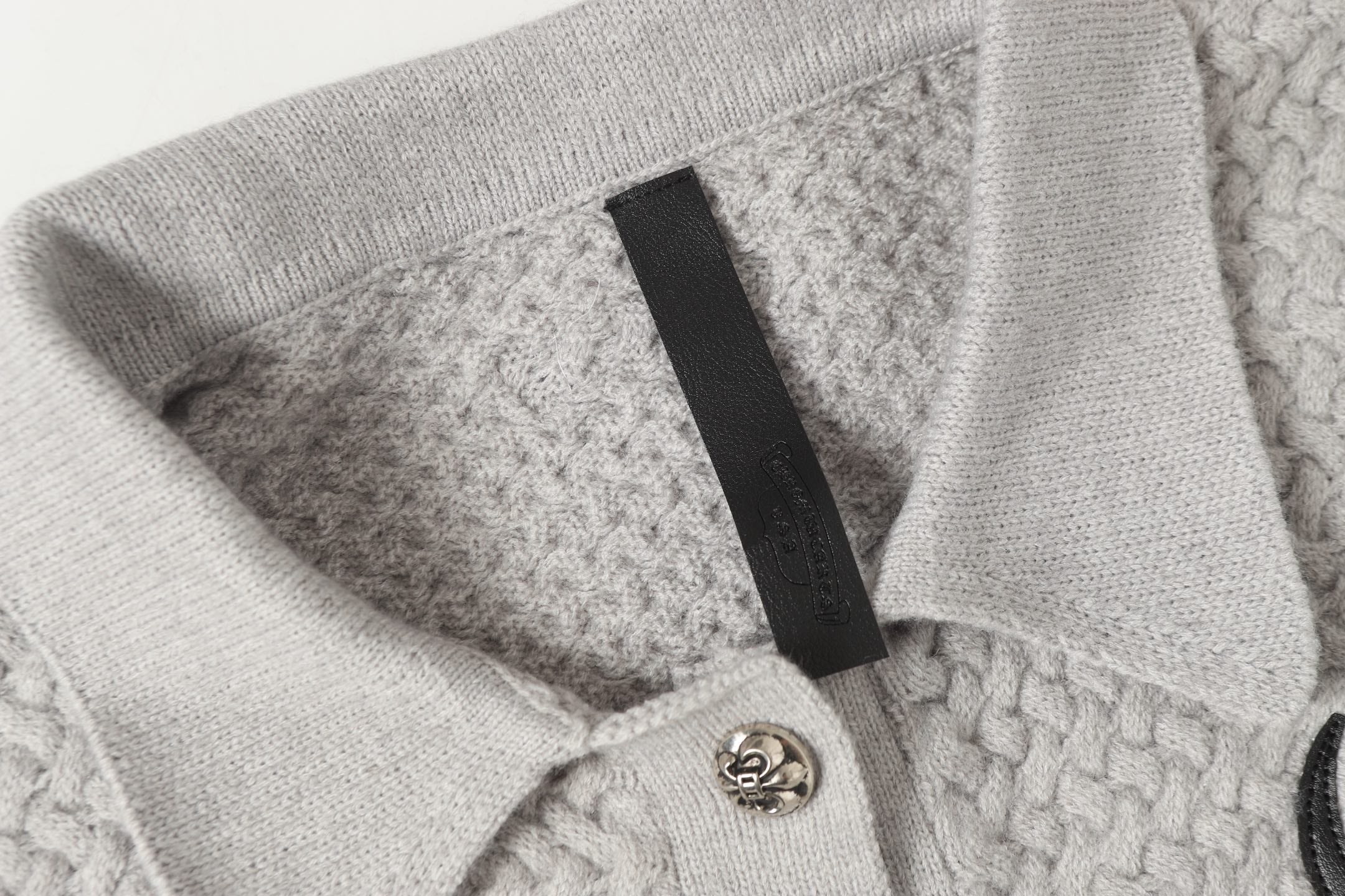 Chrome-Hearts Gothic Cross Knit Cardigan - Black Grey Streetwear Jacket 904