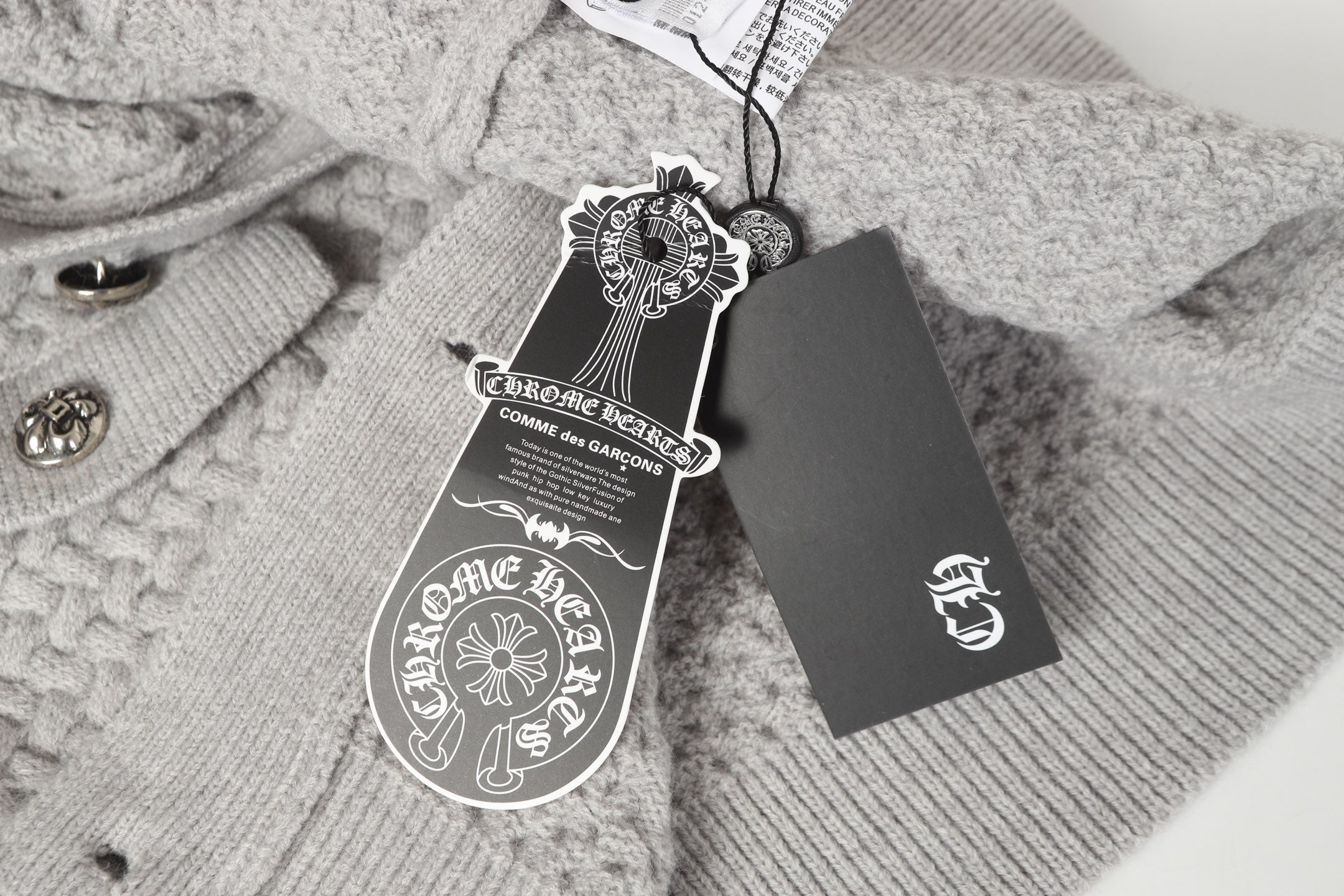 Chrome-Hearts Gothic Cross Knit Cardigan - Black Grey Streetwear Jacket 904